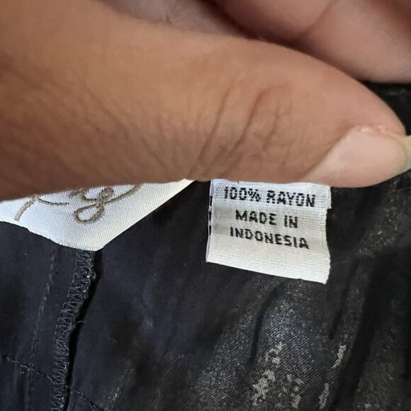 Lyng Designs Dress Womens L Black Tan Abstract Square Neck Lagenlook Oversize - Picture 6 of 12